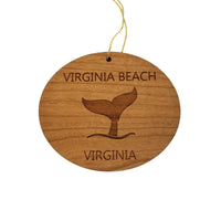 Virginia Beach Ornament - Handmade Wood Ornament - Virginia Whale Tail Whale Watching - VA Christmas Ornament 3 Inch
