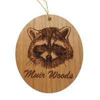 Muir Woods National Park Ornament - Raccoon Face Handmade Wood Ornament - California Souvenir - Christmas Travel Gift
