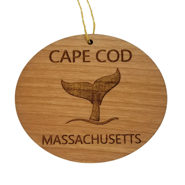 Cape Cod Massachusetts Ornament - Handmade Wood Ornament - MA Whale Tail Whale Watching - Christmas Ornament 3 Inch