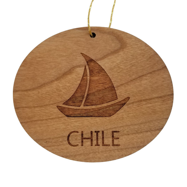 Chile Ornament - Handmade Wood Ornament - Souvenir Sailing Sailboat - Christmas Ornament 3 Inch