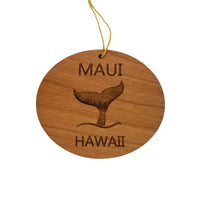 Maui Ornament - Handmade Wood Ornament - Maui HI Whale Tail Whale Watching - Christmas Ornament 3 Inch