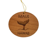 Maui Ornament - Handmade Wood Ornament - Maui HI Whale Tail Whale Watching - Christmas Ornament 3 Inch