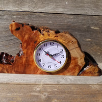 Redwood Burl Wood Clock Mantle Desk Office Gifts for Men 2 Tone Sitting Wood Birdseye Table Shelf #566