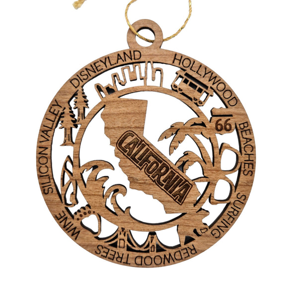 California Wood Ornament - CA Souvenir - Handmade Wood Ornament Made i ...