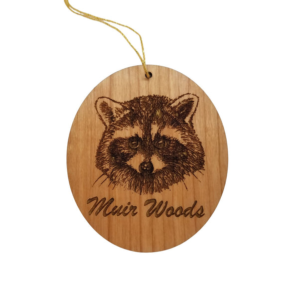 Muir Woods National Park Ornament - Raccoon Face Handmade Wood Ornament - California Souvenir - Christmas Travel Gift