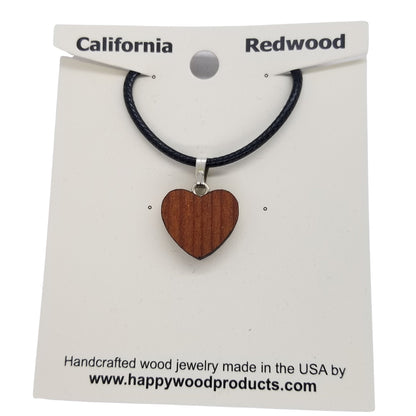 Redwood Heart Necklace Medium - Wood Necklace - California Redwoods - CA Souvenir  Anniversary Gift -N6