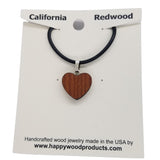 Redwood Heart Necklace Medium - Wood Necklace - California Redwoods - CA Souvenir Keepsake - Gift for Women - Anniversary Gift
