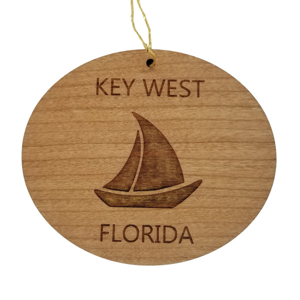 Key West Florida Ornament - Handmade Wood Ornament - FL Souvenir Sailing Sailboat - Christmas Ornament 3 Inch