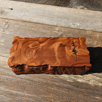 Handmade Wood Box with Redwood Tree Engraved Rustic Handmade Curly Wood #604 California Redwood Jewelry Box Storage Box