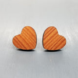 Redwood Earrings - Heart Wood Earrings - California Redwood Stud Earrings - CA Souvenir Keepsake - Post Earrings - Redwood