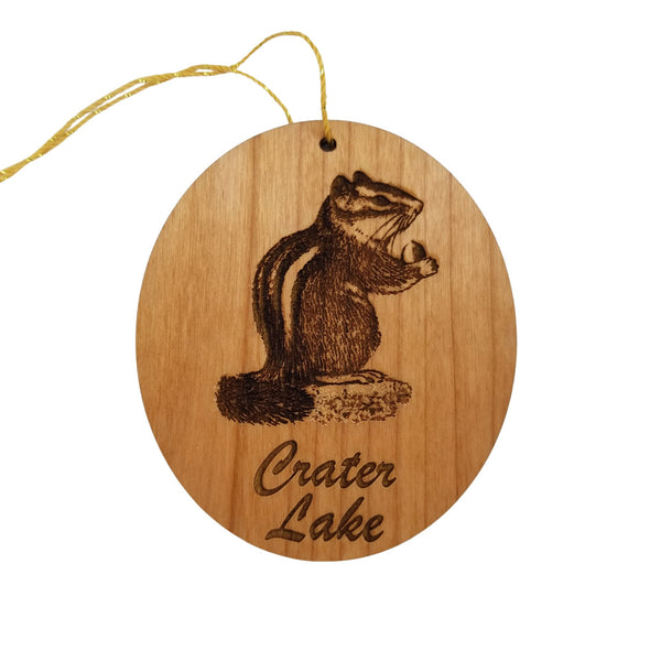 Crater Lake National Park Ornament - Chipmunk Handmade Wood Ornament - Oregon Souvenir - Christmas Travel Gift Ground Squirrel