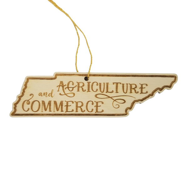 Tennessee Wood Ornament -  TN State Shape with State Motto - Handmade Wood Ornament Made in USA Christmas Decor