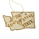 Washington Wood Ornament -  WA State Shape with State Motto - Handmade Made in USA Christmas Decor