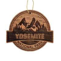 Yosemite National Park Wood Ornament Flying Eagle over Mountains and Trees California Handmade Souvenir Made in USA Christmas
