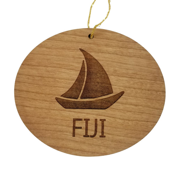 Fiji Ornament - Handmade Wood Ornament - Souvenir Sailing Sailboat - Christmas Ornament 3 Inch