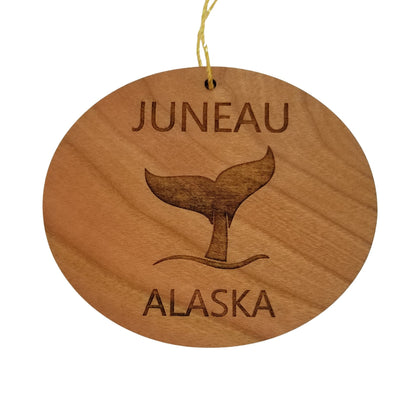 Juneau Alaska Ornament - Handmade Wood Ornament - AK Whale Tail Whale Watching - Christmas Ornament 3 Inch