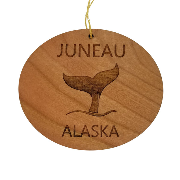 Juneau Alaska Ornament - Handmade Wood Ornament - AK Whale Tail Whale Watching - Christmas Ornament 3 Inch