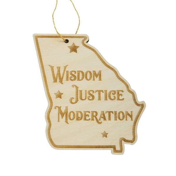 Georgia Ornament - GA State Shape with State Motto - Handmade Wood Ornament Made in USA Christmas Decor