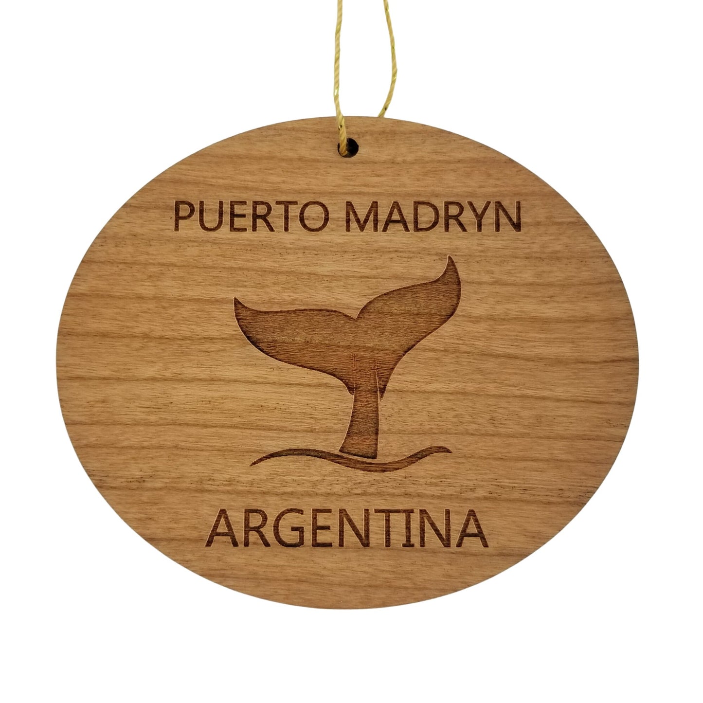 Puerto Madryn Argentina Ornament - Handmade Wood Ornament - Whale Tail Whale Watching - Christmas Ornament 3 Inch
