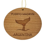 Puerto Madryn Argentina Ornament - Handmade Wood Ornament - Whale Tail Whale Watching - Christmas Ornament 3 Inch