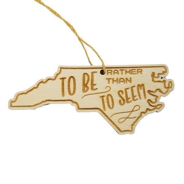 North Carolina Wood Ornament -  State Shape with State Motto - Handmade Wood Ornament Made in USA Christmas Decor