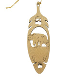 Tok Alaska Bear Christmas Ornament Wood Laser Cut Handmade in USA Souvenir Memento Feather  5.375" Travel Gift Leaf