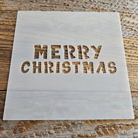 Merry Christmas Stencil Reusable Cookie Decorating Craft Painting Windows Signs Mylar Many Sizes Christmas Winter Merry Christmas Block Font