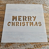 Merry Christmas Stencil Reusable Cookie Decorating Craft Painting Windows Signs Mylar Many Sizes Christmas Winter Merry Christmas Block Font
