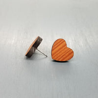 Redwood Earrings - Heart Wood Earrings - California Redwood Stud Earrings - CA Souvenir Keepsake - Post Earrings - Redwood