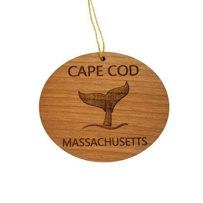 Cape Cod Massachusetts Ornament - Handmade Wood Ornament - MA Whale Tail Whale Watching - Christmas Ornament 3 Inch