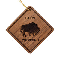 Bison Crossing Ornament - Bison Ornament - Wood Ornament Handmade in USA - Bison Souvenir Gift - Christmas Home Decor
