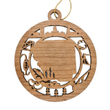 Arkansas Wood Ornament - AR Souvenir - Handmade Wood Ornament Made in USA State Shape Diamonds Hot Springs Hunting Fishing