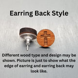 Abstract Crosses and Dashes Pattern Cherry Wood Earrings - Stud Earrings - Post Earrings WHOLESALE 6 Pack