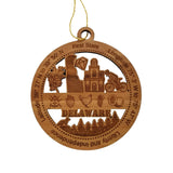Delaware Wood Ornament -  DE Souvenir - Handmade Wood Ornament Made in USA State Shape Diamond Bicycle Chicken Corn Strawberry Trees