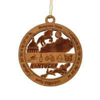 Kentucky Wood Ornament -  KY Souvenir - Handmade Wood Ornament Made in USA State Shape Horse Basketball Capitol Butterfly Cardinal