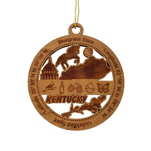 Kentucky Wood Ornament KY Souvenir Handmade Wood Ornament Made in