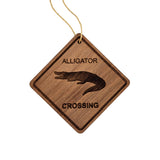 Alligator Crossing Ornament - Alligator Ornament - Wood Ornament Handmade in USA - Alligator Souvenir Gift - Christmas Home Decor