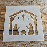 Nativity Stencil Reusable Cookie Decorating Craft Painting Windows Signs Mylar Many Sizes Christmas Winter Nativity Scene NO Animals