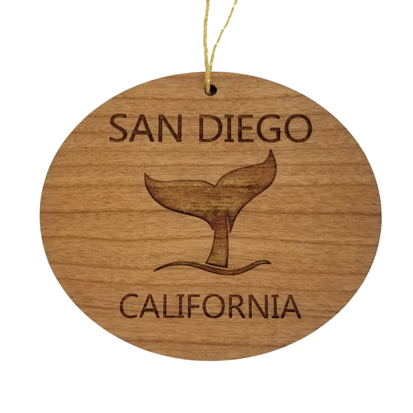 San Diego Ornament - Handmade Wood Ornament - California Whale Tail Whale Watching - CA Christmas Ornament 3 Inch
