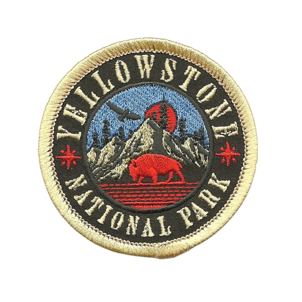 Wyoming Patch – WY Yellowstone National Park - Travel Patch – Souvenir Patch 3" Iron On Montana Idaho Sew On Buffalo Mountains Trees