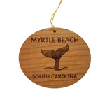 Myrtle Beach South Carolina Ornament - Handmade Wood Ornament - SC Whale Tail Whale Watching - Christmas Ornament 3 Inch