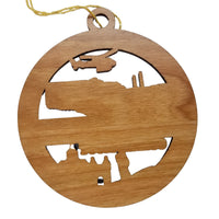 Connecticut Wood Ornament -  CT Souvenir - Handmade Wood Ornament Made in USA State Shape Whale Lobster Helicopter Robin