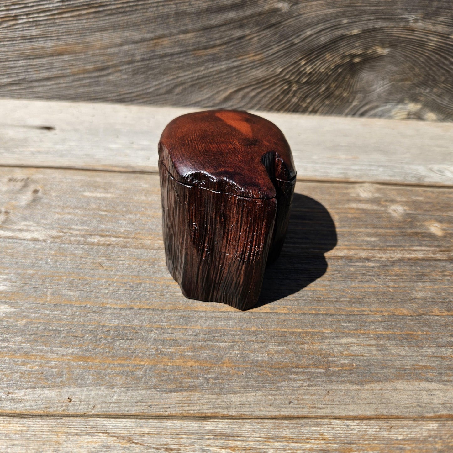 Wood Ring Box Redwood Rustic Handmade California #680 Storage Live Edge Gift