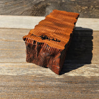 Redwood Jewelry Box Curly Wood Engraved Rustic Handmade California #610 Memento Box, Mom Gift, Anniversary Gift