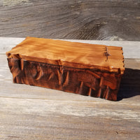 Wood Valet Box Curly Redwood Tree Engraved Rustic Handmade CA Storage #592 Handcrafted Christmas Gift Engagement Gift for Men Jewelry