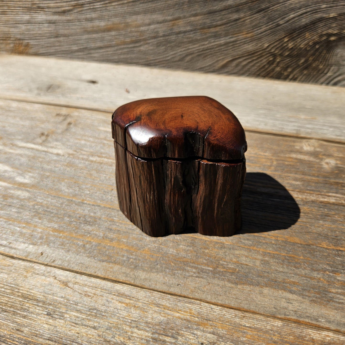 Wood Ring Box Redwood Rustic Handmade California #674 Storage Live Edge Gift