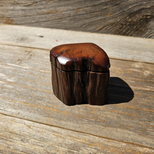 Wood Ring Box Redwood Rustic Handmade California #674 Storage Live Edge Gift