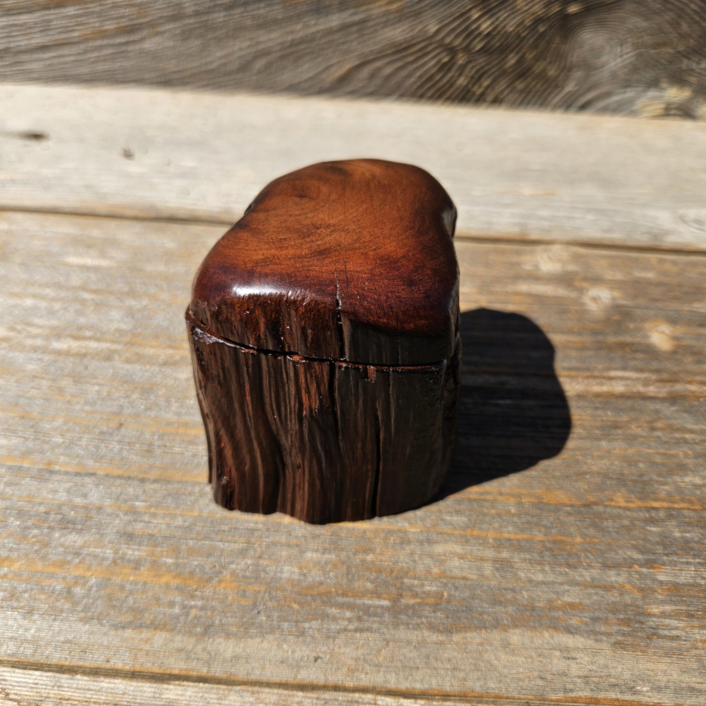 Wood Ring Box Redwood Rustic Handmade California #674 Storage Live Edge Gift