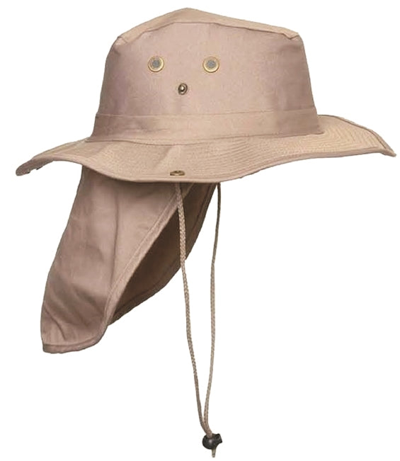Bush Hat Khaki or Tan with a back flap - hFB001-60 – Happy Wood ...