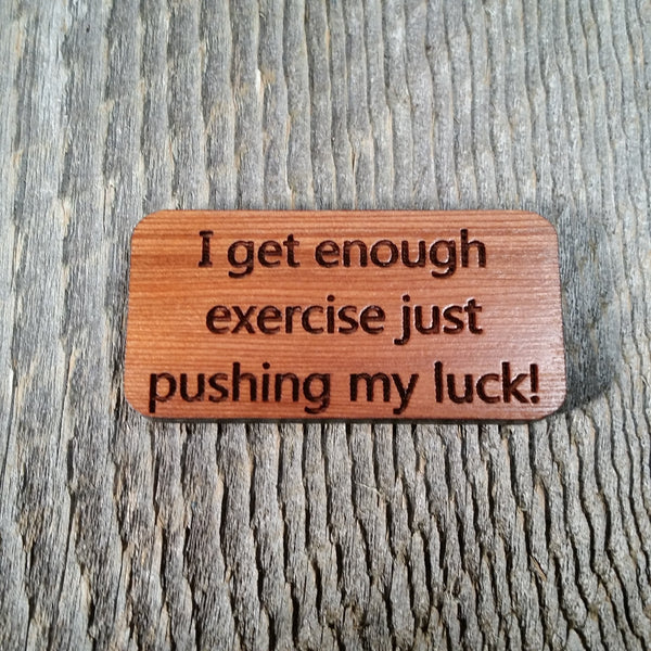 Wholesale Funny Exercise Wood Magnet #MPushingLuckW